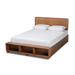 Baxton Studio Vita Modern Transitional Ash Walnut Brown Finished Wood 4-Drawer Full Size Platform Storage Bed